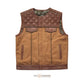 The Brown Men's Motorcycle Leather & Canvas Vest