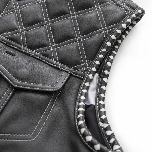 The Black Cut Men's Motorcycle Leather Vest