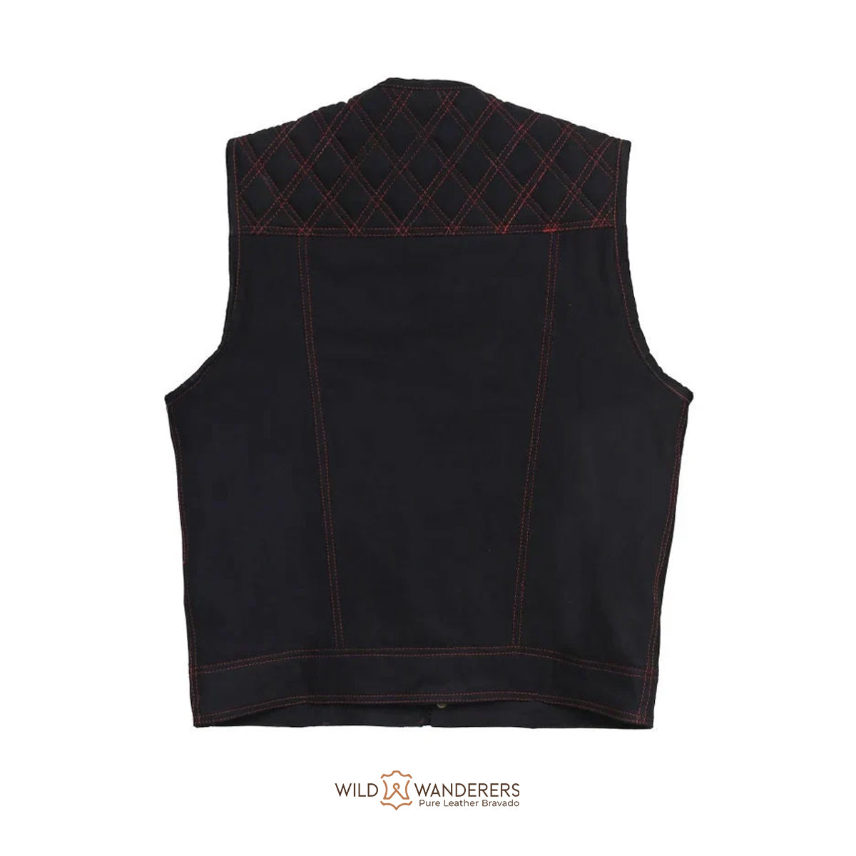 Bold And Durable Black Red Leather Vest - Wild Wenderers