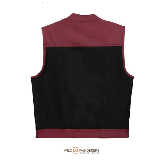 Unique Red & Black Design Oxblood Leather Vest –  Wild Wanderers