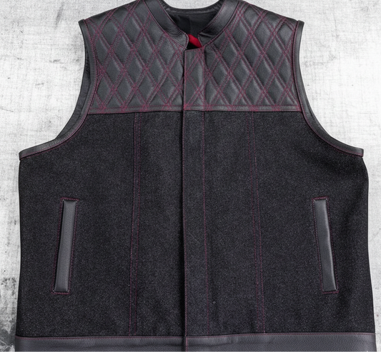 Leather Vest ,Mens Hunt Club Diamond Quilted Black Paisley Leather Build Denim Style Rider Motorcycle Leather Vest ,Men Vest Gifts For Men