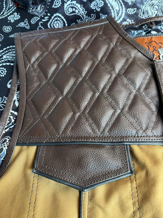 WW Dark Brown & Tan brown Motorcycle classic Diamond Quilted Vest