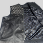Black Leather Vest with Grey LV Pattern- Premium Quality