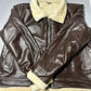 Men's Genuine Brown B-3 Aviator Bomber Jacket with Cream Shearling