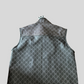 Branded Crocodile and Plain Leather Biker Vest with inside Gun Pockets