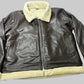 Men's Genuine Brown B-3 Aviator Bomber Jacket with Cream Shearling