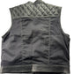 WW Black Gator Leather and Denim Motorcycle Vest