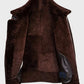 Men's Distressed Dark Brown Shearling Leather Jacket - B3 RAF Aviator Bomber Winter Jacket