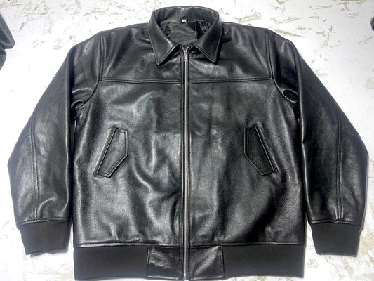 Classic Black Sheepskin Bomber Jacket