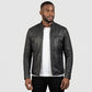 Men’s Classic Leather Moto Jacket – Sleek Black Biker Style