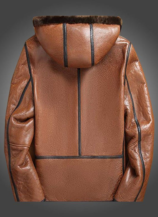 Outlaw Hooded Leather Shearling Jacket