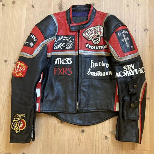 WW Harley Davidson and The Marlboro Man Vintage Biker Jacket Distressed Motorcycle Leather