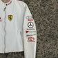 WW Exclusive White and Red Genuine Leather Ferrari Motorsport Racing Jacket Multi Sponsor Edition