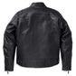 WW Harley Davidson Mens Black Leather Biker Jacket Quilted Shoulders Sleek Minimalist Design