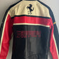 WW Premium Leather Ferrari F1 Racing Jacket Black Cream Red Vodafone Shell Sponsors