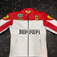 WW Ferrari Red & White Racing Leather Jacket - 100% Genuine Leather - Arai & Michelin Embroidered Edition