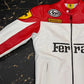 WW Ferrari Red & White Racing Leather Jacket - 100% Genuine Leather - Arai & Michelin Embroidered Edition