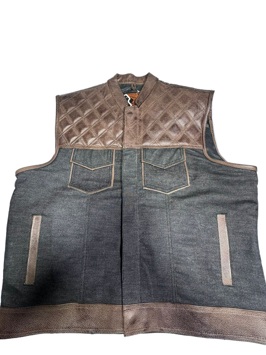 Distressed Brown Hunt Club Biker Canvas Vest