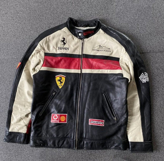 WW Ferrari Michael Schumacher F1 Jacket - Cowhide Leather Team Edition