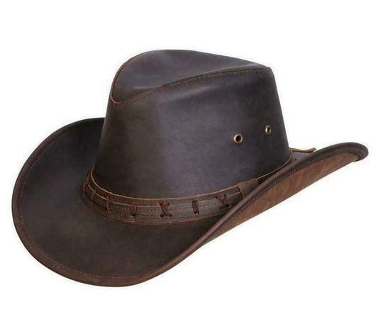 Men's Leather High Sierra Australian Cowboy Aussie Western Hat- Brown