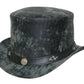 Distress Black Five Cent V band Leather Motorcycle Biker Hat