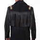 Leather jacket Men's Traditional Native Black Classic Suede Leather Western Jacket With Braided Fringes Country Side Red Indian Western Wear