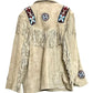 Men Leather Rockabilly jacket, Native American Buckskin Western Jacket Suede Leather Shirt Fringes & Beads Work Coat