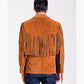 Leather jacket Men's Traditional Native Brown Classic Suede Leather Western Jacket Braided Fringes Country Side Red Indian Western Wear