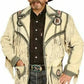 Men American Native Western Cowboy Real Leather Jacket Fringed & Beaded White Beige Leather Western Jacket Coat Country Side