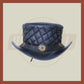 Grey Wax Quilted Vintage Style Band Lases Steampunk Top Hat For Rider