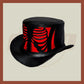 Skeleton Red Ribs Style Steampunk Black Leather Top Hat Old Style Biker