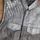 Leather Vest, Crocodile Plated Leather Grey Wax Motorcycle Men's Vest Denim Vest Black Vest